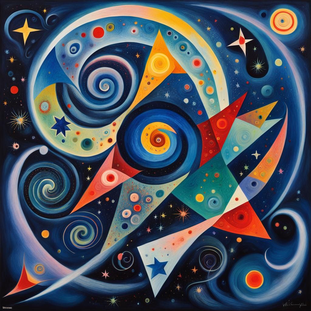 Abstract Geometric Starscape in Naive Art Style