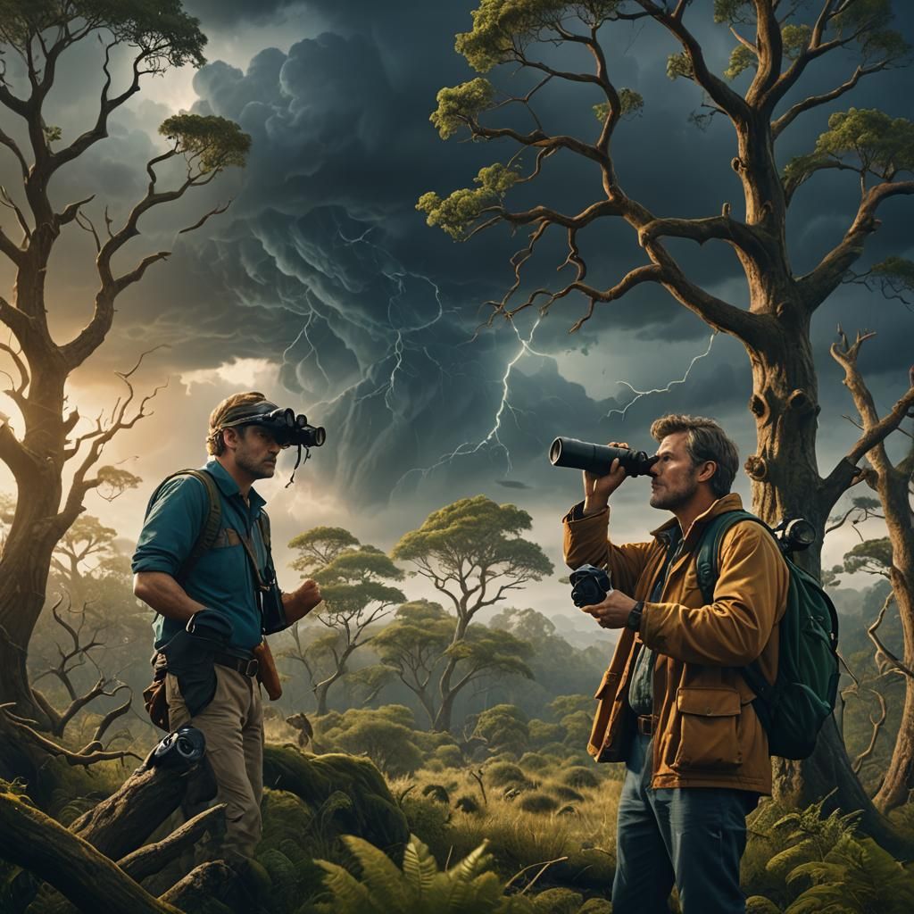 Wildlife Conservationist in Wilderness Storm: Cinematic Matt...