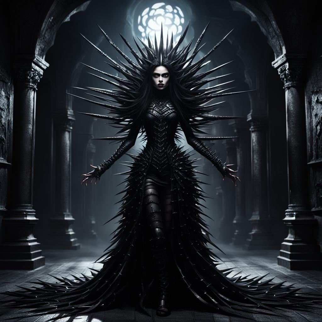 Gothic Spiked Woman Absorbing Dark Tornado