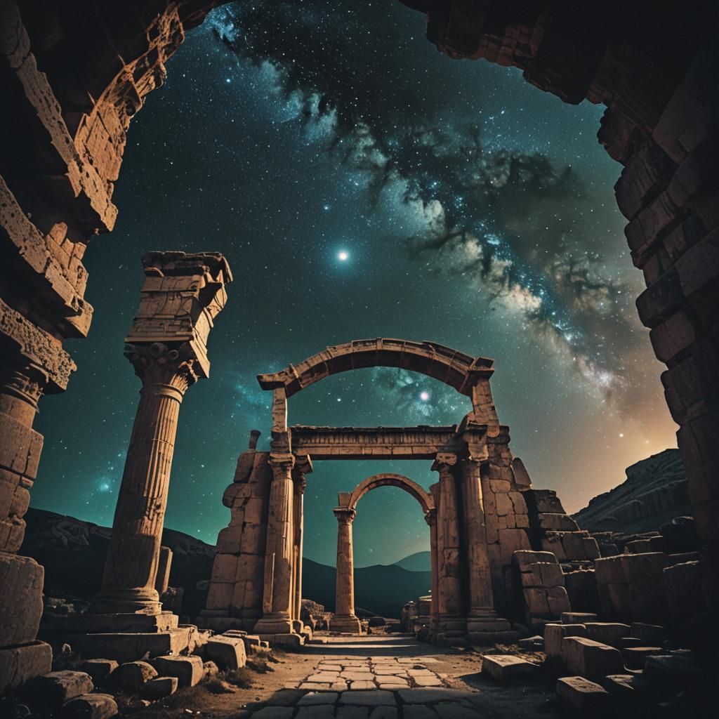 Psychedelic Space Beyond a Greek Arch