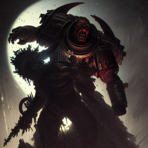 Space Marine Horror in Engraving Style