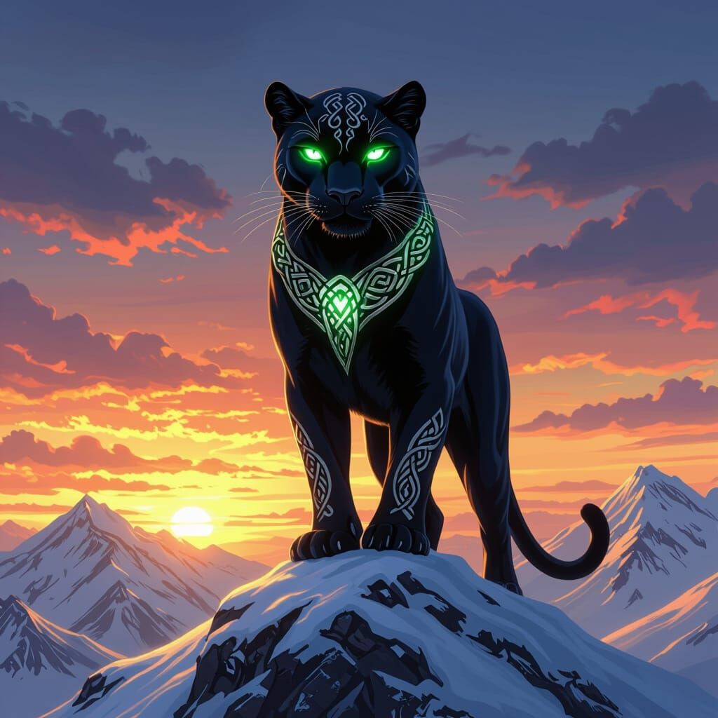 Black Panther with Celtic Knots, Digital Art