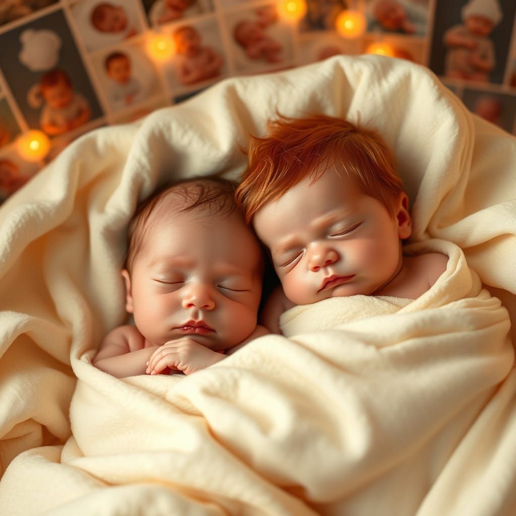 Twin Newborn Babies Sleep in a Futuristic Nursery