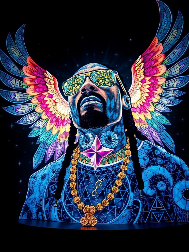 (Heavenly Light Projecting Into Your Soul A Light Sculpture created depicting (Snoop Dogg) from Escher-esque 3D Illusion...