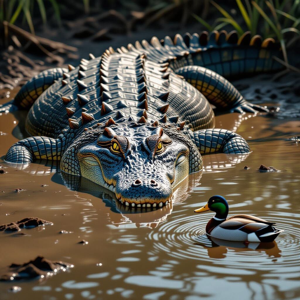 Crocodile Ambush: Cinematic Wildlife Art
