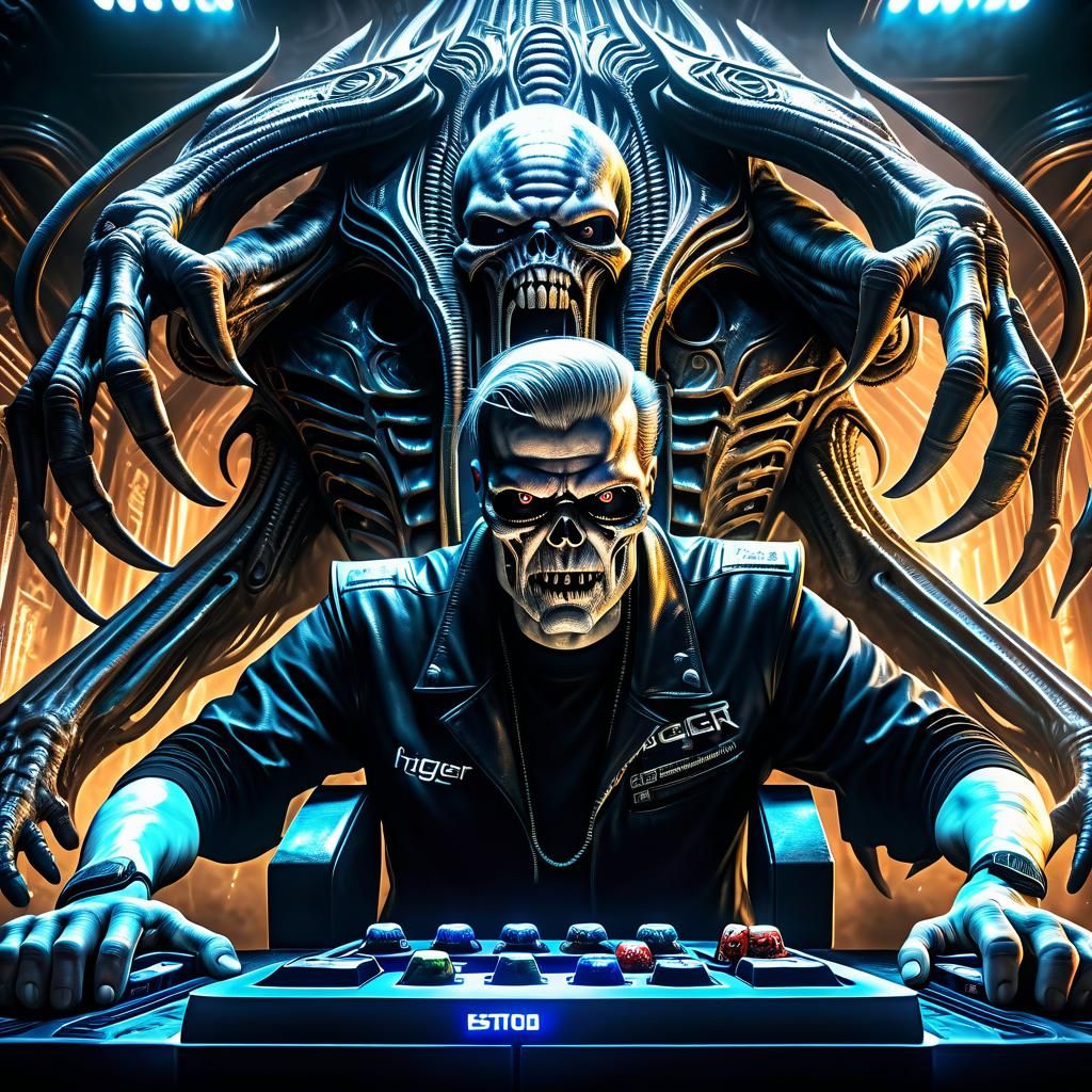 Furious Esports Player in Biomechanical Style