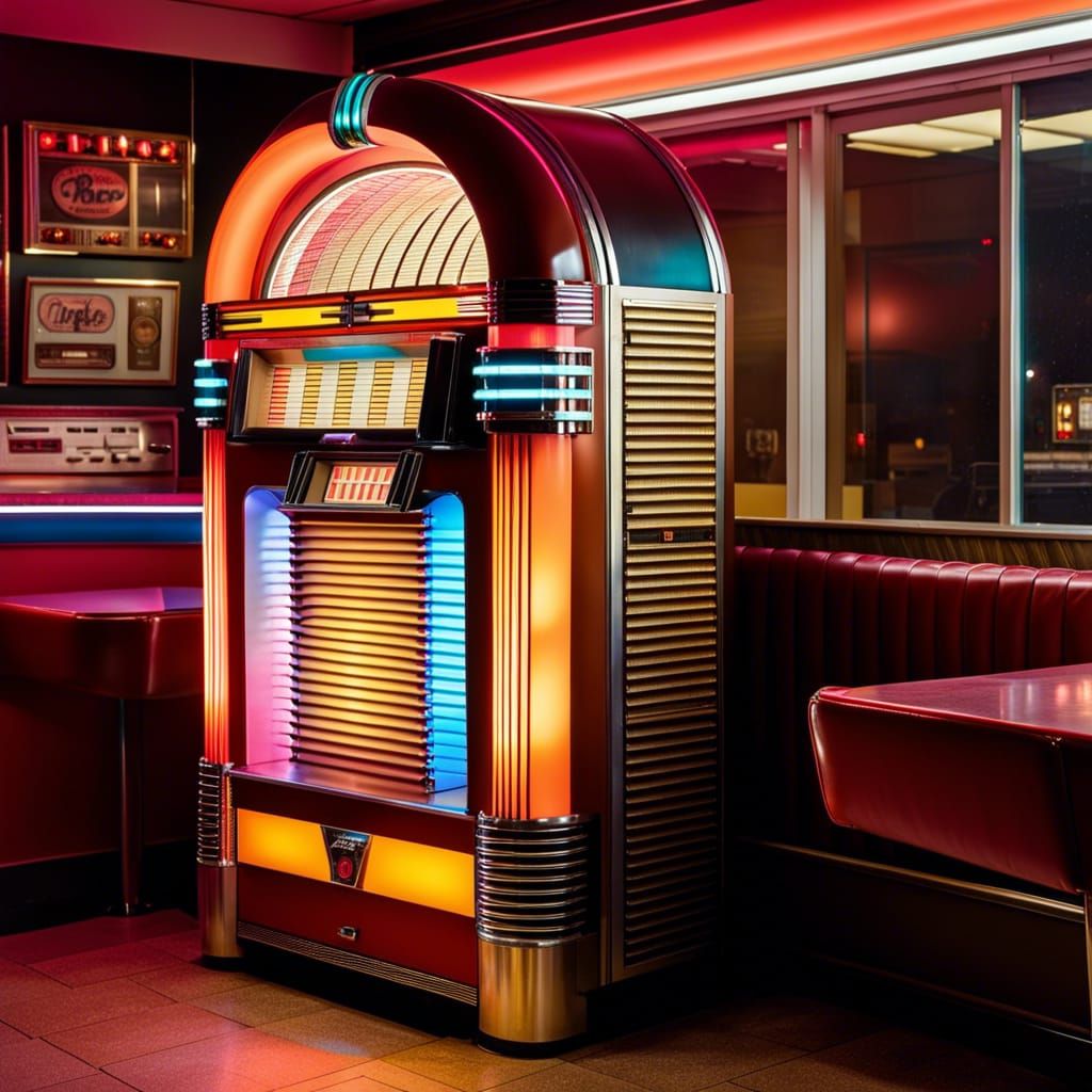 1980s Jukebox in an American Diner