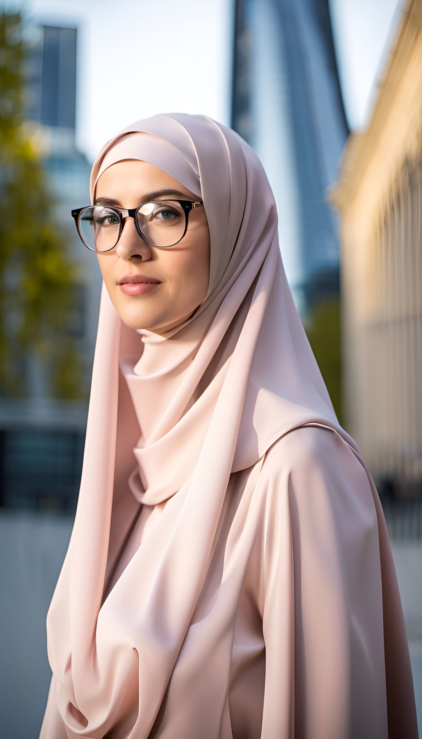 Portrait of a Woman in Niqab in Cityscape