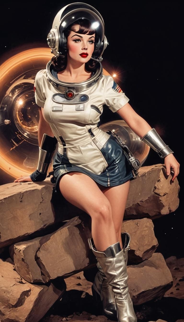 Retro Sci-Fi Pinup Girl in Spacesuit