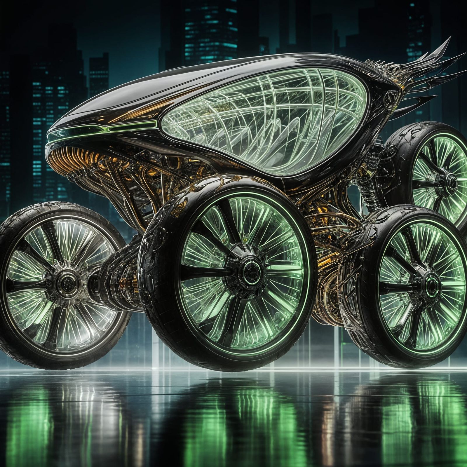 Futuristic Biomechanical Car in Unreal Engine Style