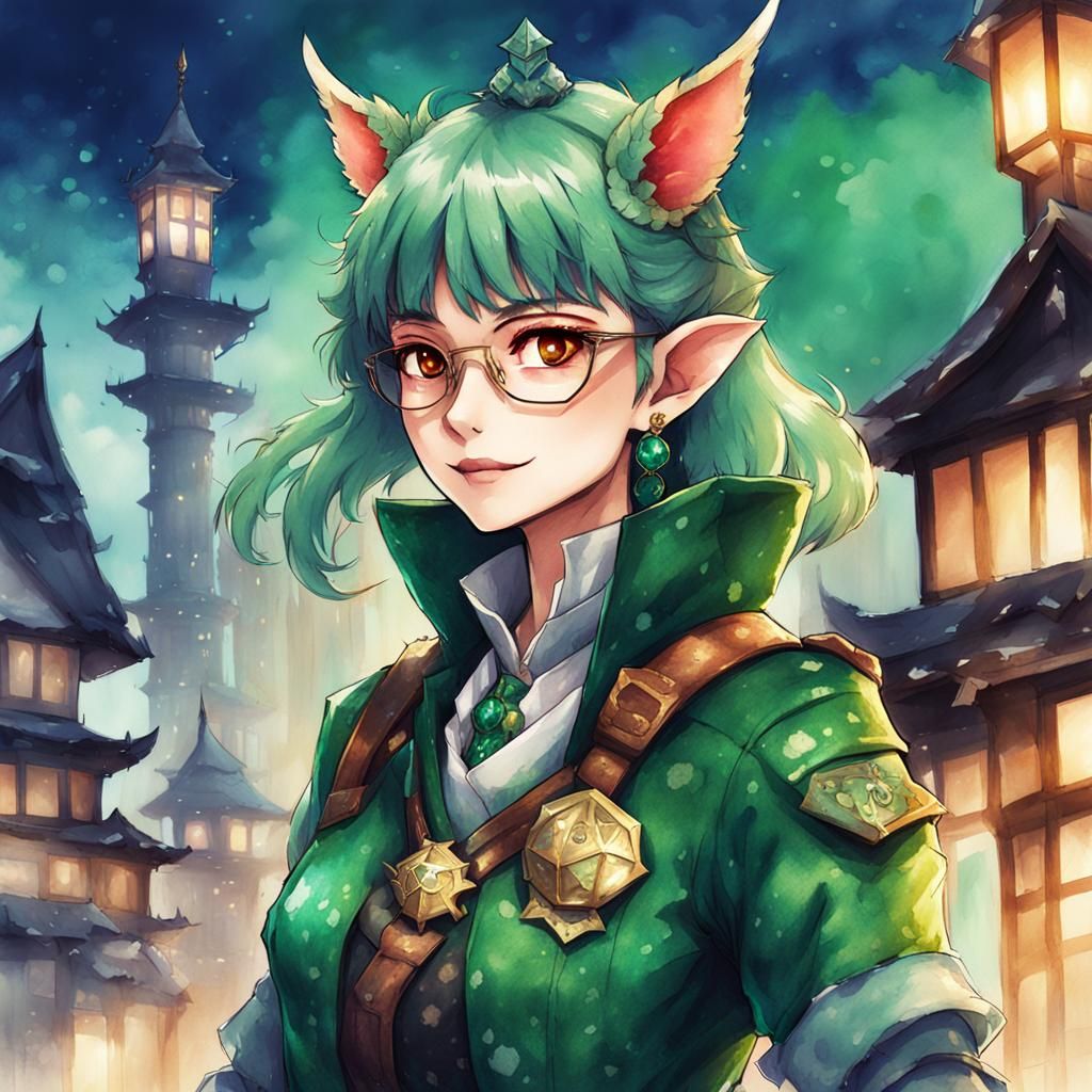 Kobold Warrior Portrait in Anime Watercolour Style