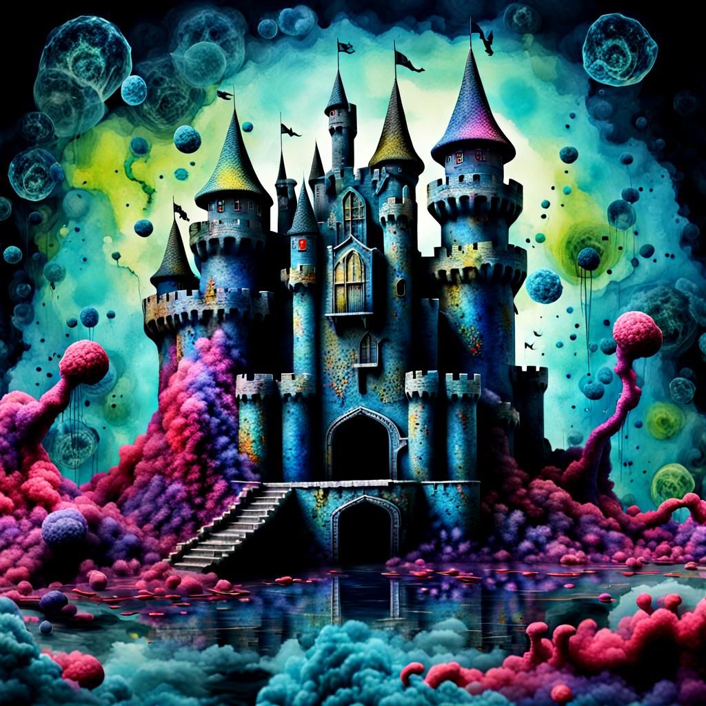Microbes Castle: Dystopian Dark Fantasy in Naive Art