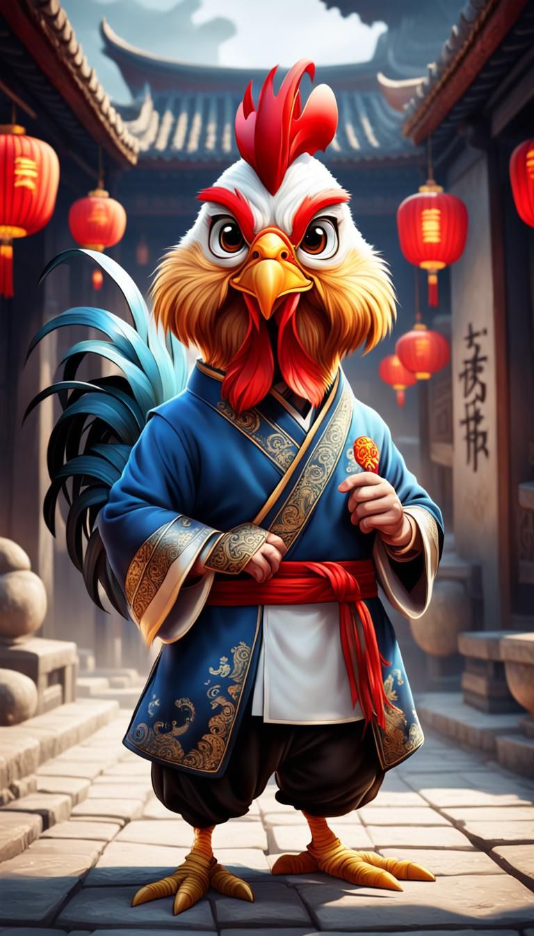 Rooster in Monk's Clothes: Chinese Zodiac Poster