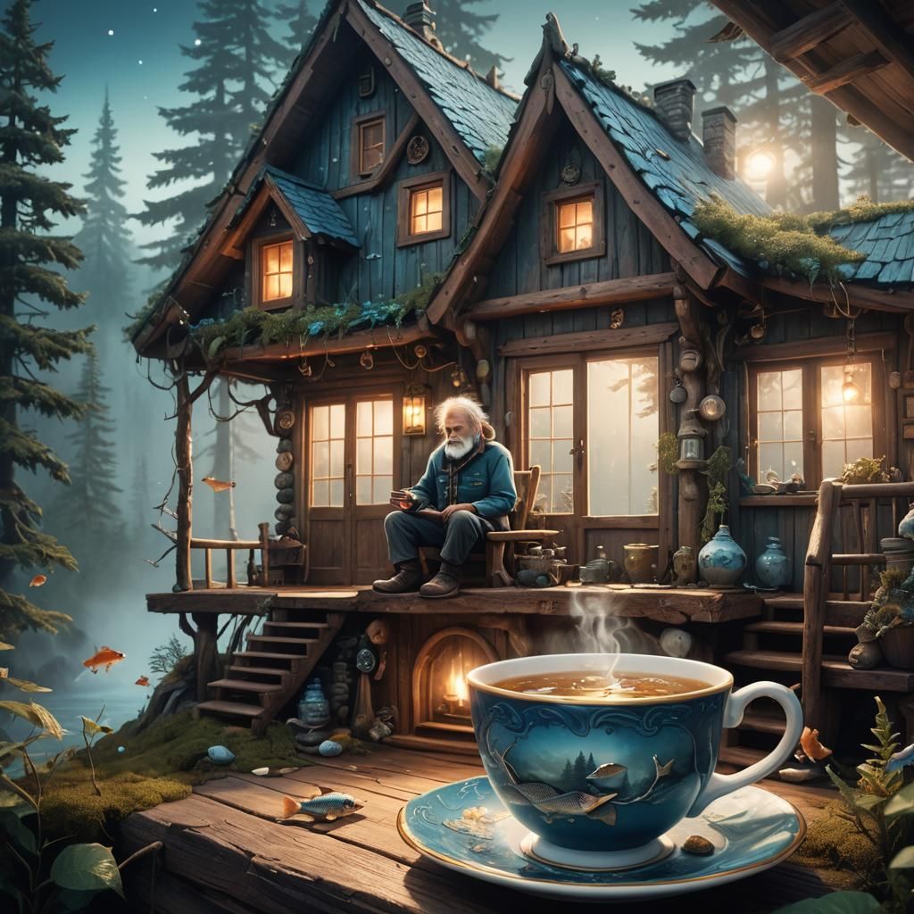 Teacup Cabin: Whimsical Fantasy Concept Art