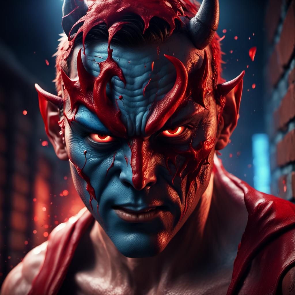 Man in Devil Mask: Detailed Matte Painting