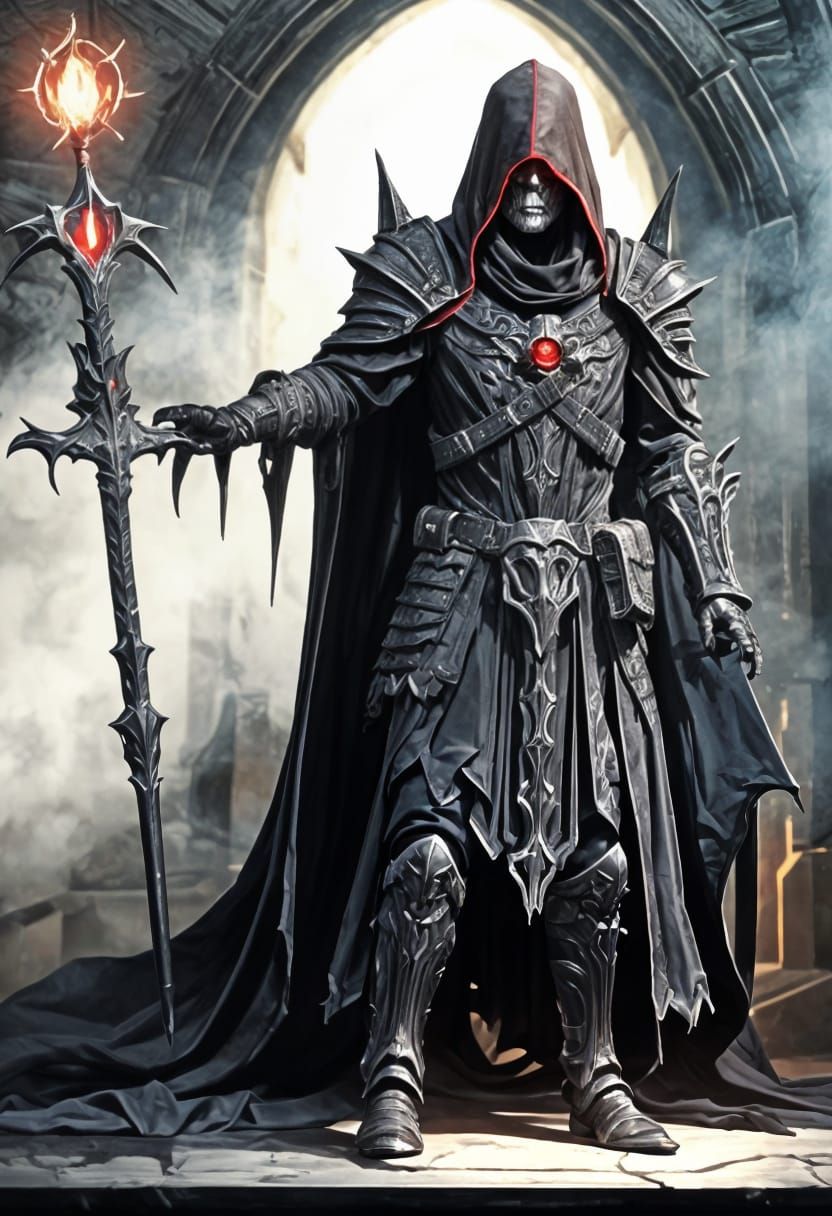Ethereal Dark Sorcerer in Hooded Armor