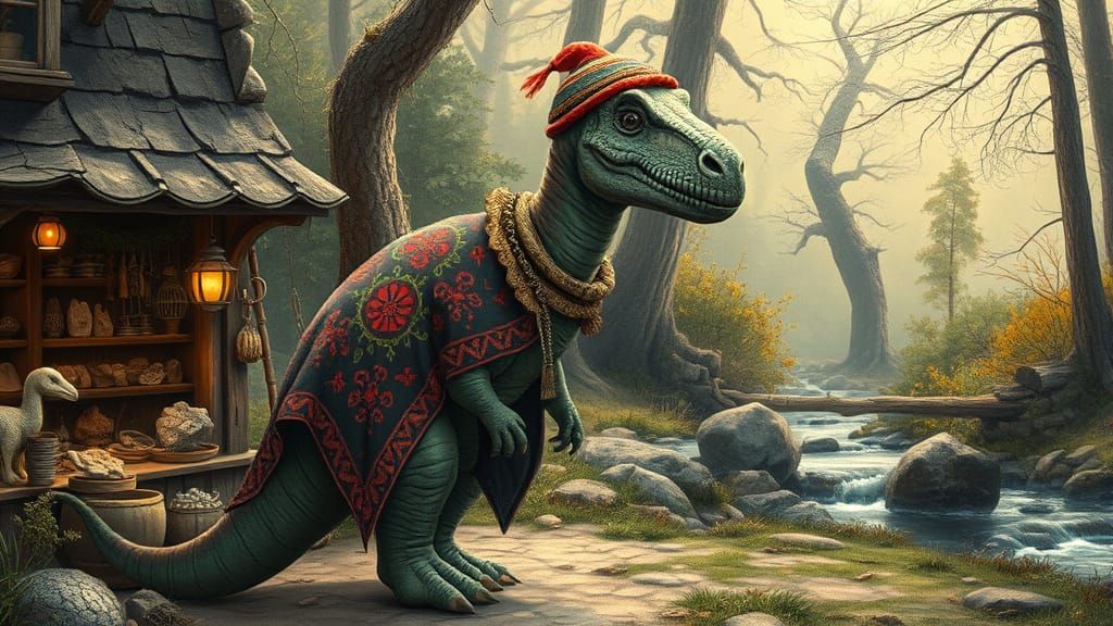 Brontosaurus Souvenir Shop in Storybook Style