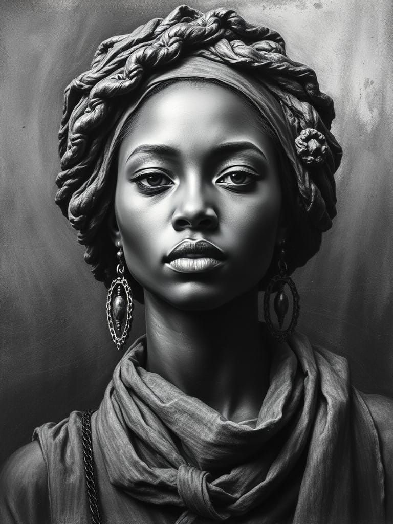 Portrait of a Woman in Charcoal Artistry Style