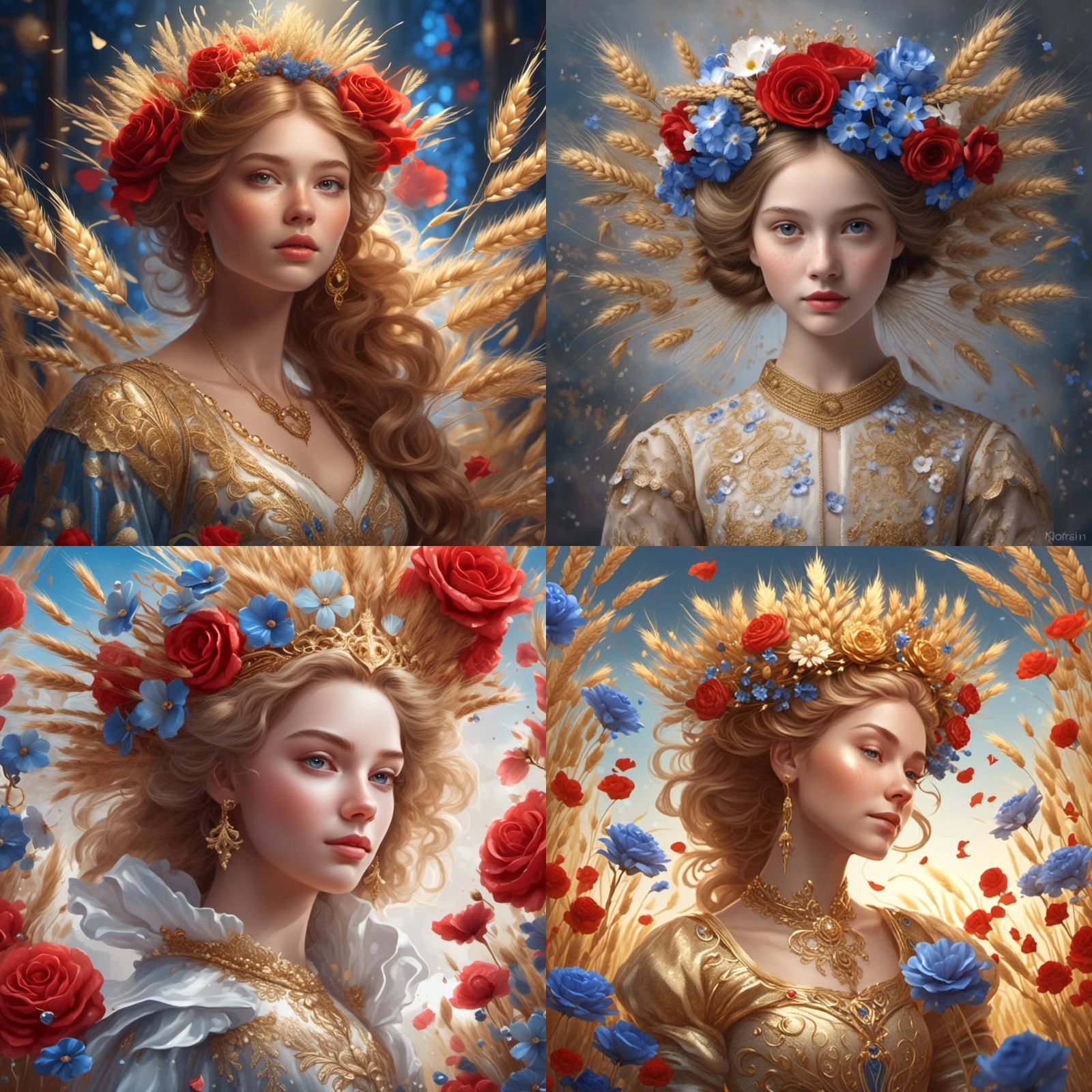 Girl in Elizabethan Gown with Wheat Crown