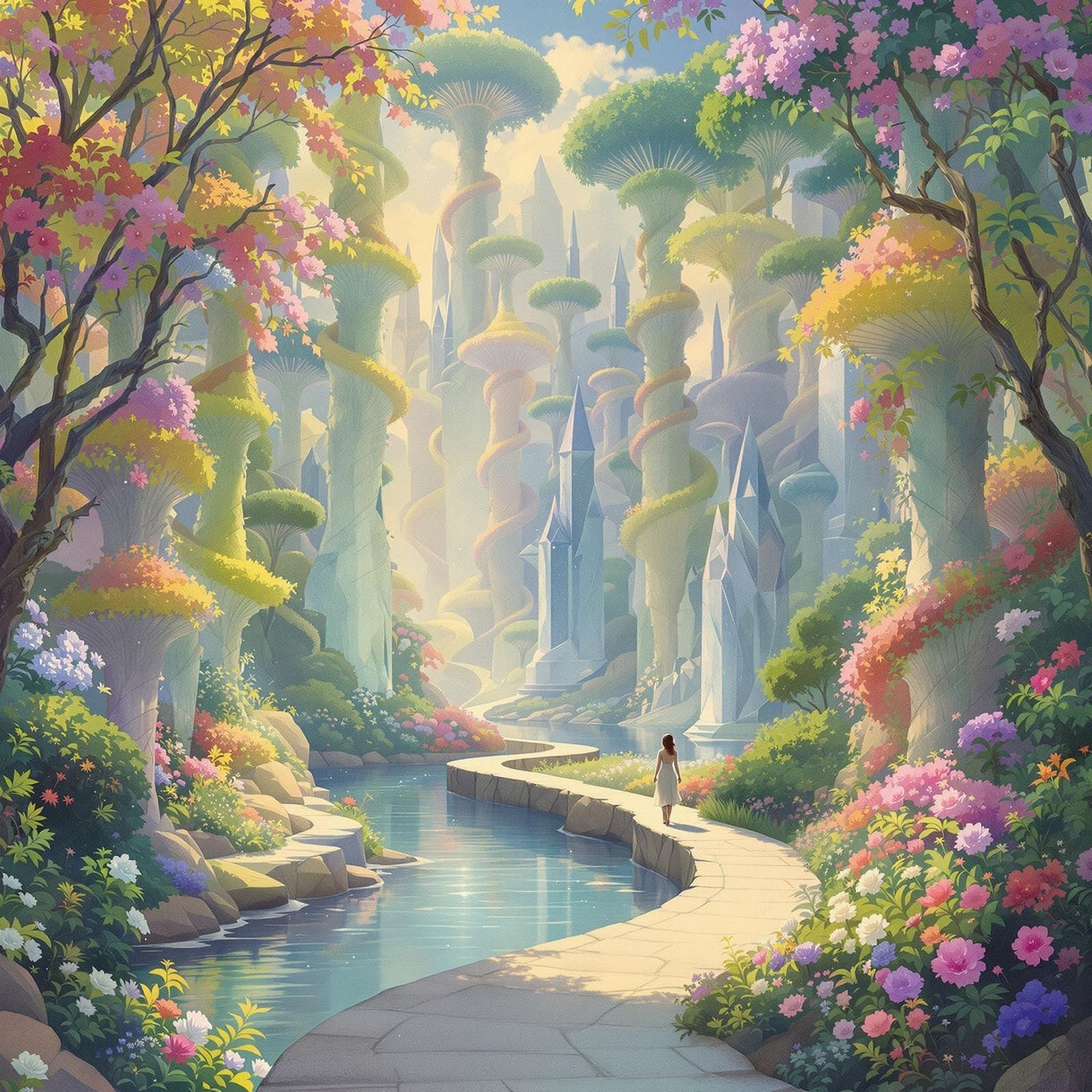 Xanadu: Serene Woman in Mythical City