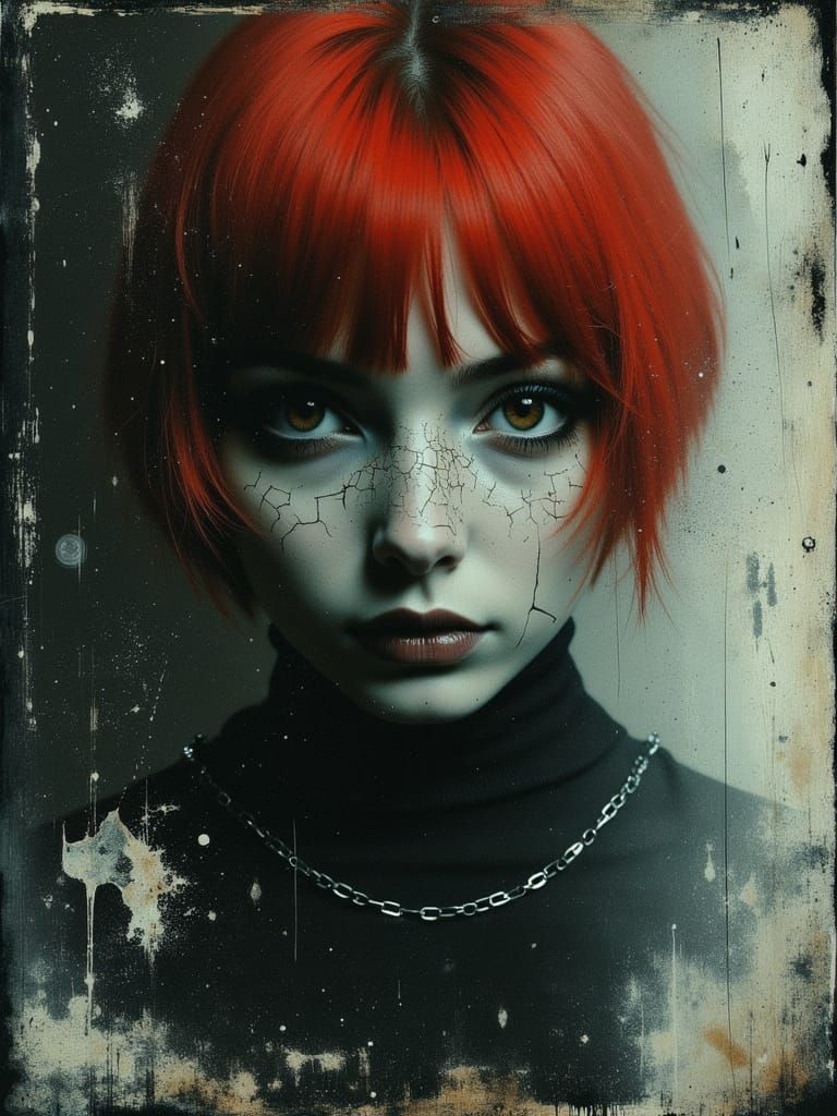 Gothic Abstract Portrait of a Melancholic Woman