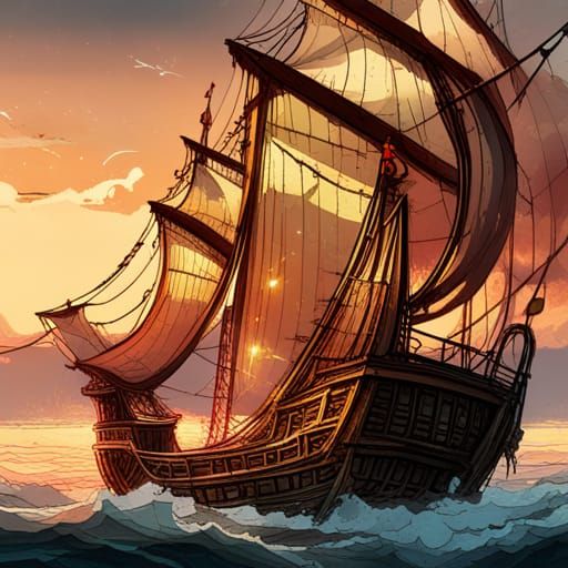 Detailed Pirate Ship Concept Art