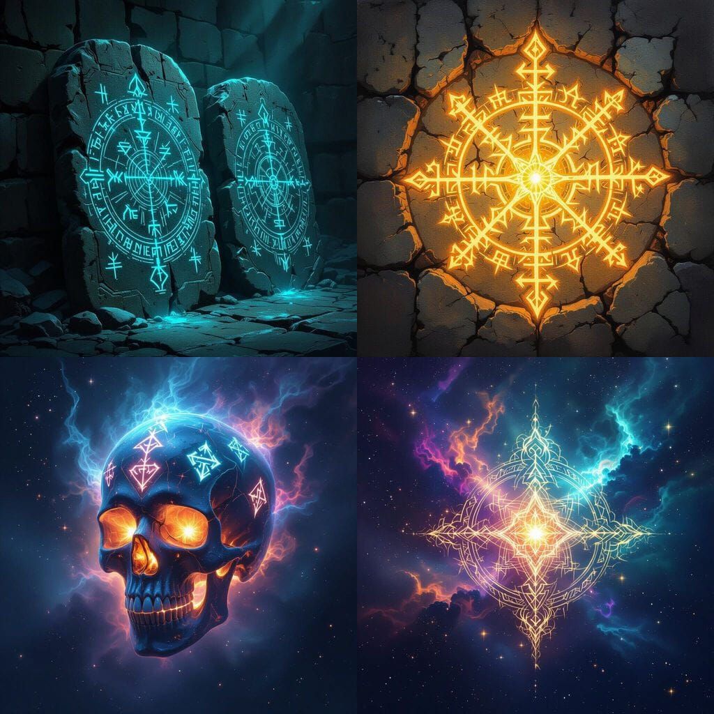 Mystical Magic Symbols Glowing with Ethereal Light