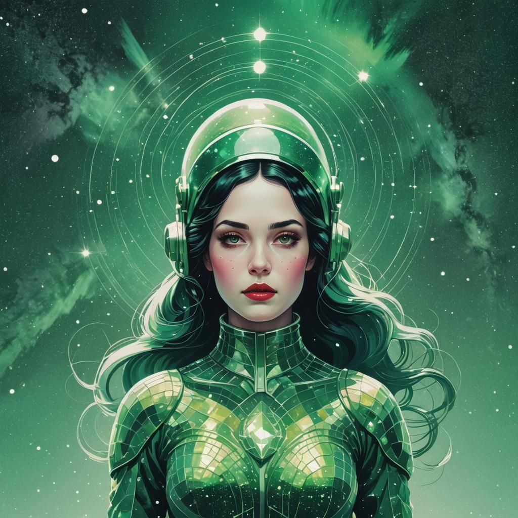 Snow White Space Mermaid in Pop Art Style