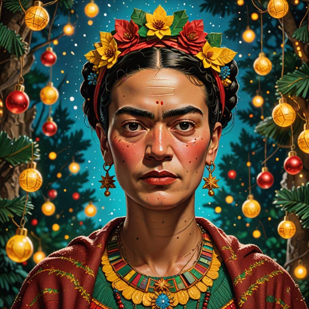 Vibrant Mother Christmas in Hyperrealistic Holiday Portrait