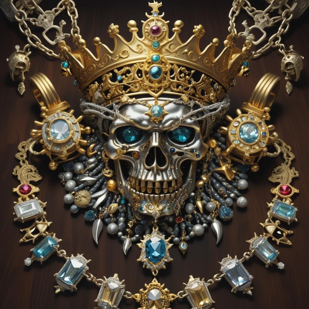 Surreal Treasure Trove Overflowing with Gold and Jewels