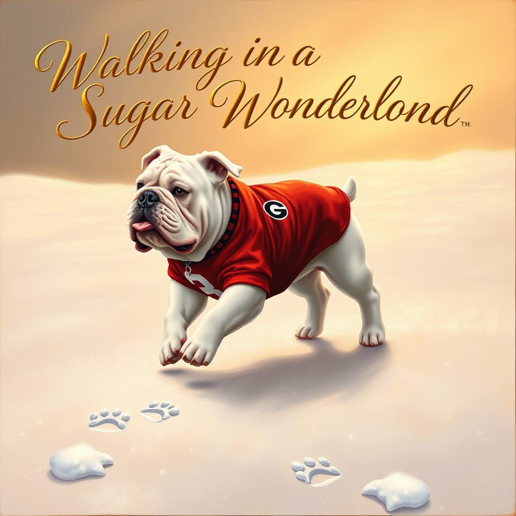 Confident Georgia Bulldog Strides Across Sugar Wonderland in...