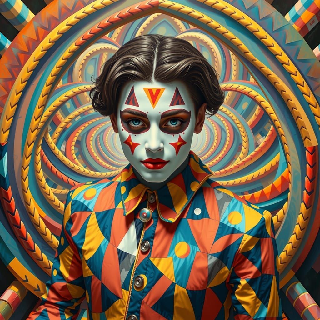 Harlequin Figure in Geometric Optical Illusion