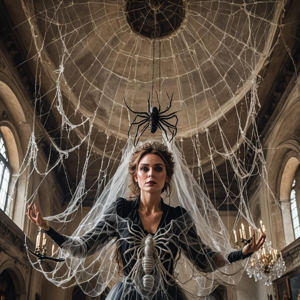 Chandelier Spider Woman in Decayed Hall