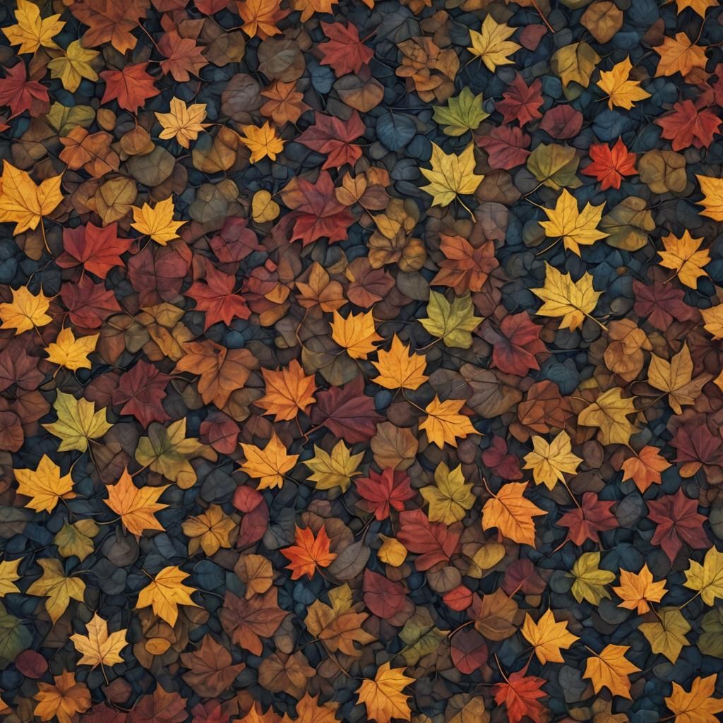 Autumn Leaves Embrace Forgotten Canvas: Oil Painting Style