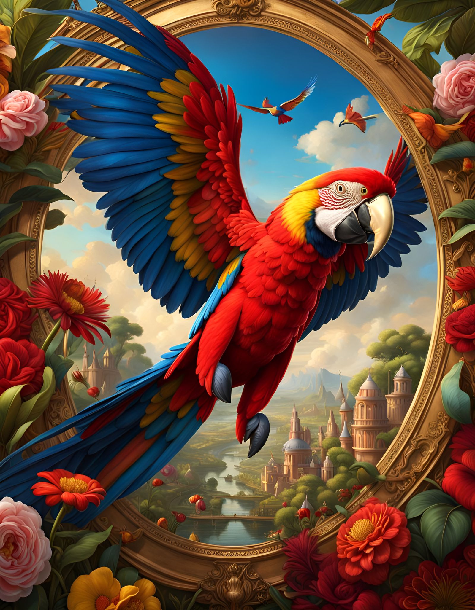 Detailed Scarlet Macaw: A Maximalist Masterpiece