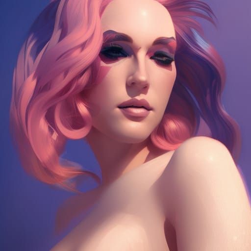 Glamorous Drag Queen Portrait in Art Nouveau Style