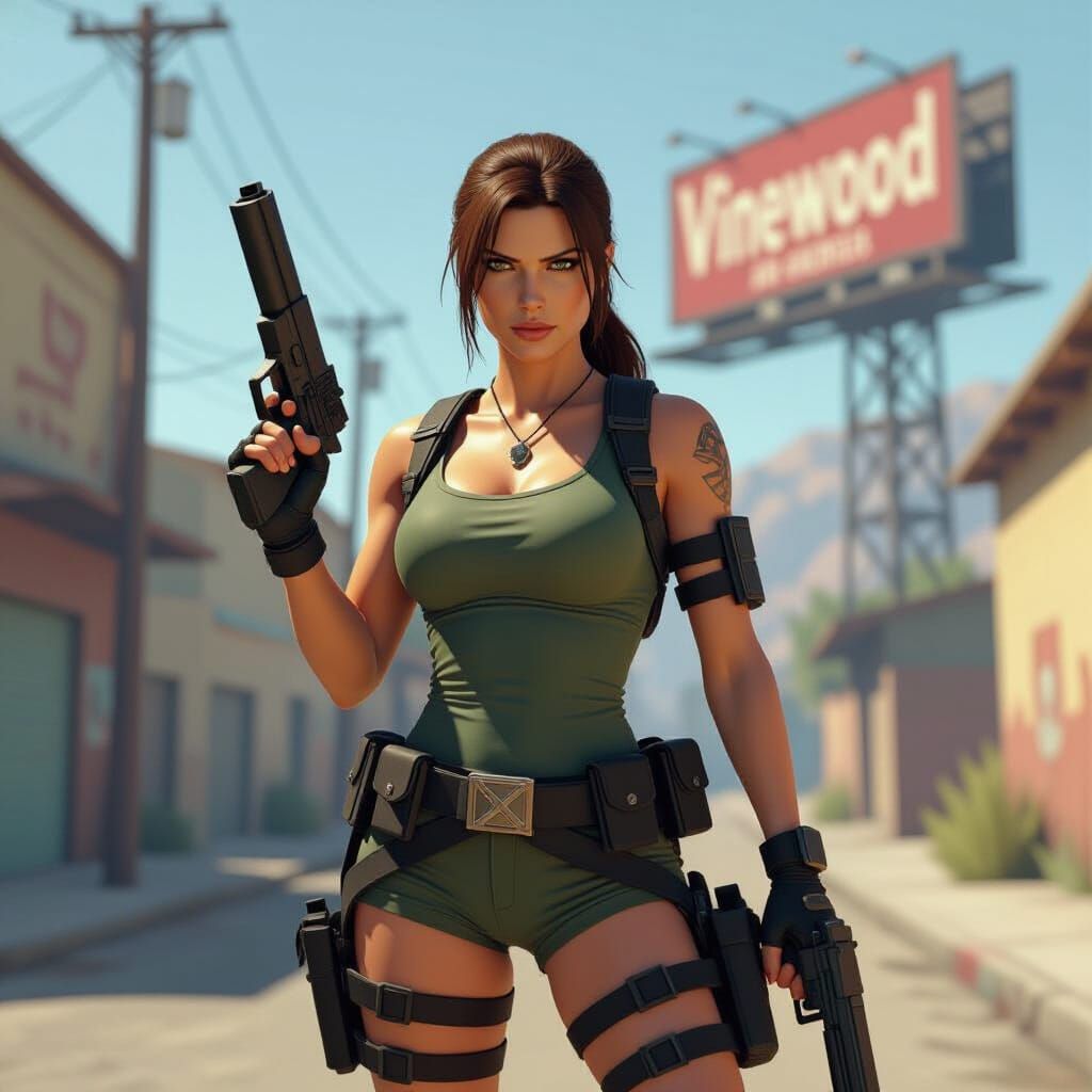 Lara Croft in Grove Street GTA San Andreas Style