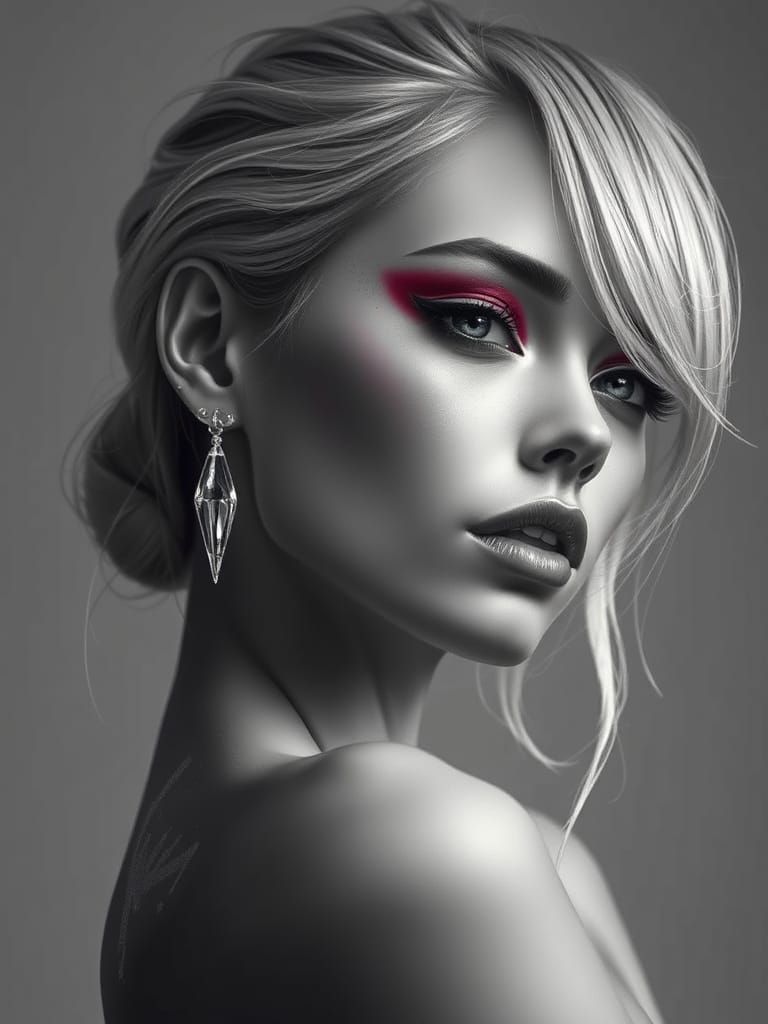 Elegant Futuristic Muse in Surrealist-Minimalist Style