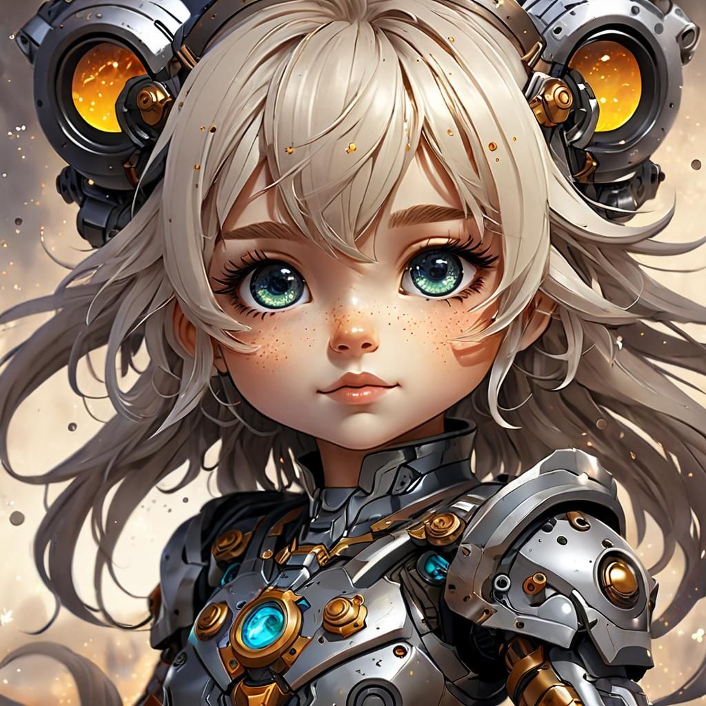 Adorable Chibi Portrait with Colorful Hair