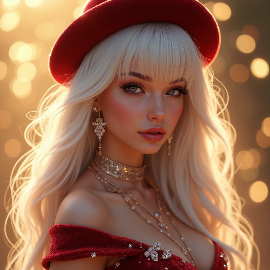 Ethereal Evening Goddess in Golden Splendor