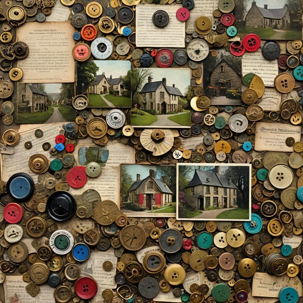 Steampunk Scrapbook Collage of Irish Village Memories