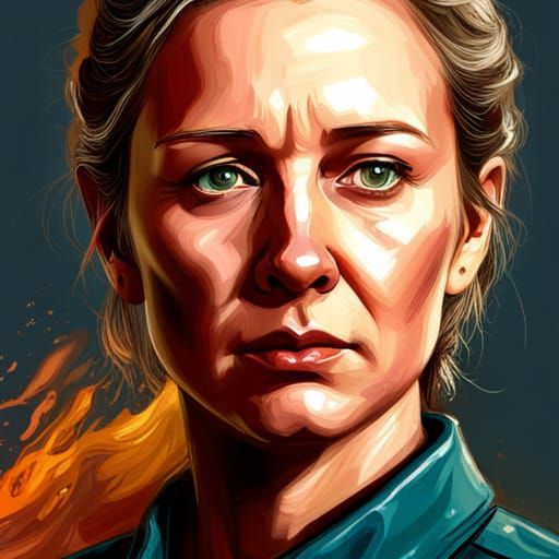 Carol Peletier Ablaze: Hyperrealistic Concept Art
