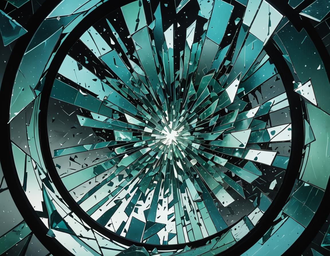 Surreal Shattered Mirror Drawing in Dreamlike Style