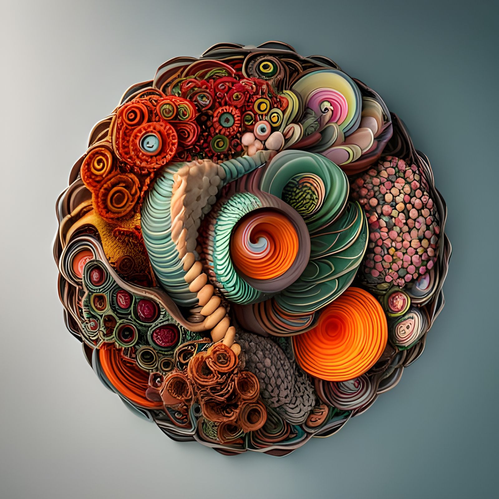 Abstract Ceramic Sculpture in Neon Colors