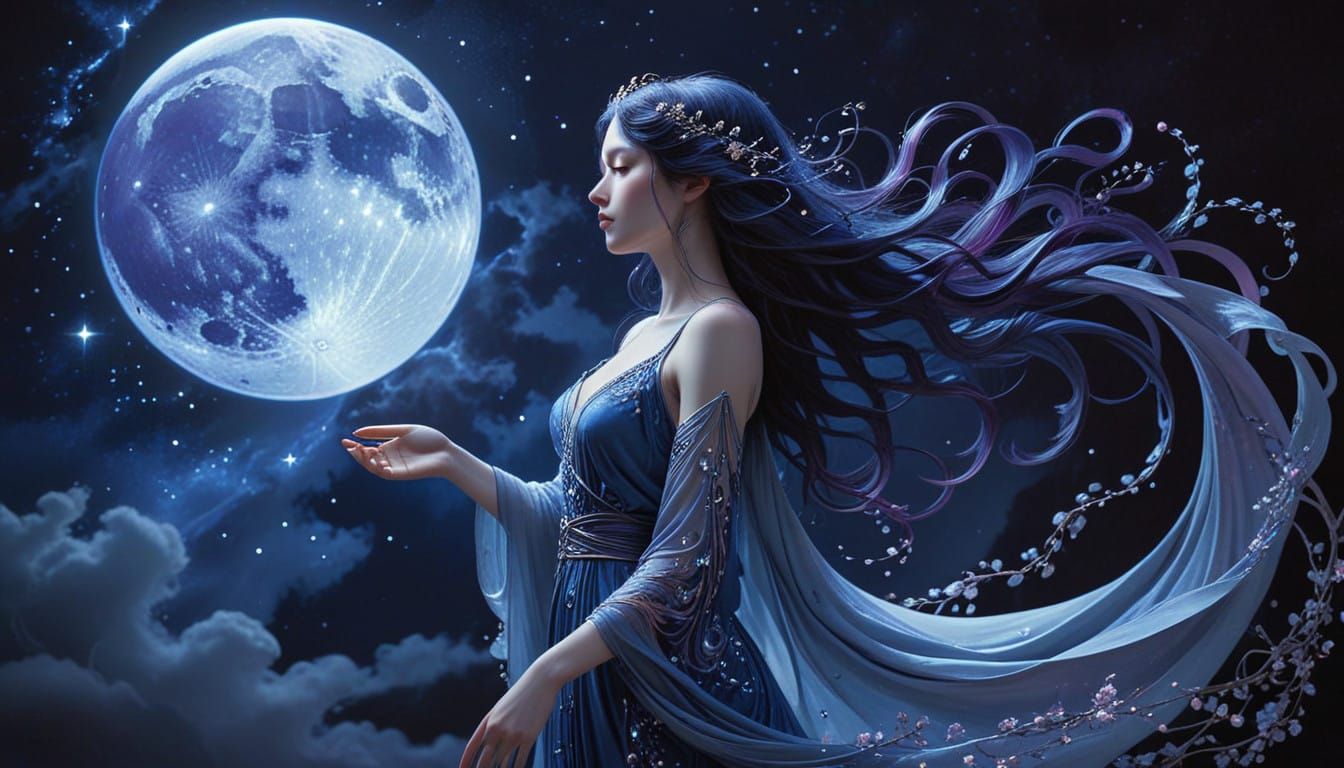 Silver Goddess Under the Full Moon