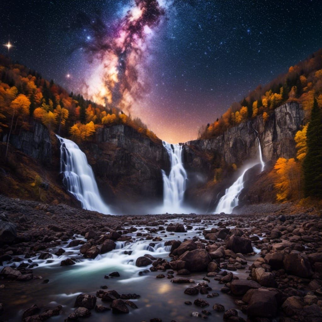 Galactic River with Wild Horses