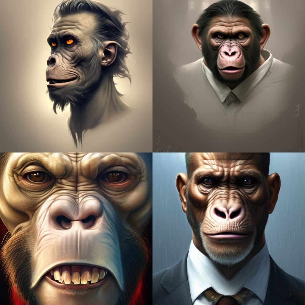 Ape in Suit: Surreal Fantasy Art Portrait