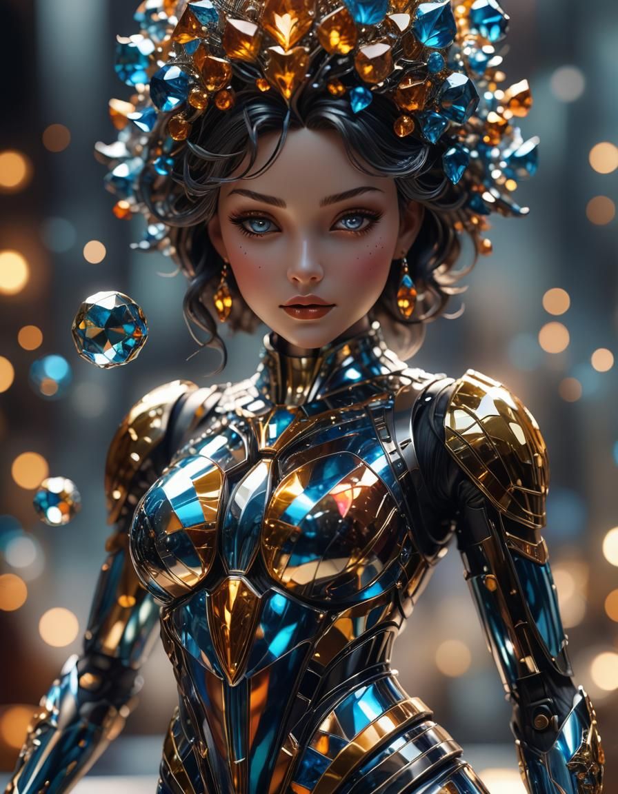 Enameled Glass Figurine in Hyperrealistic Digital Art