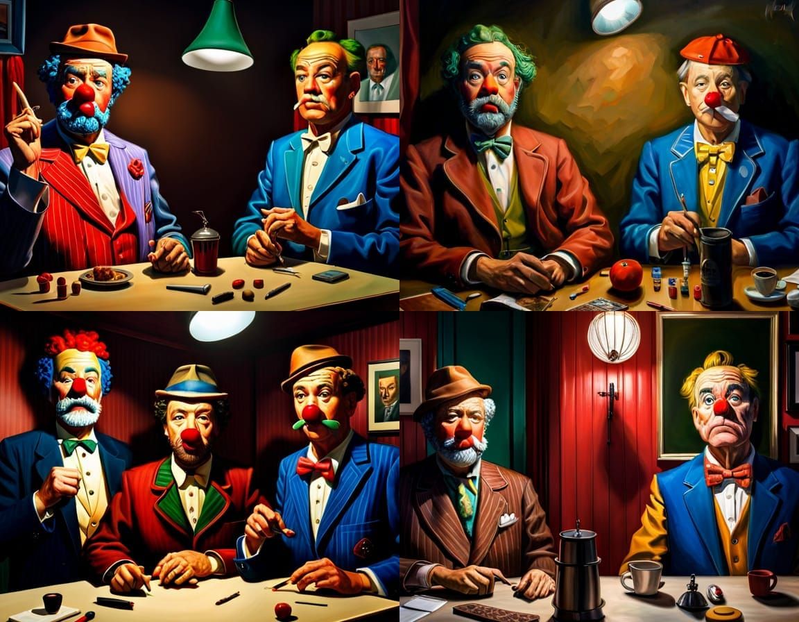 Hyperrealistic Clown and Joker Group Portrait