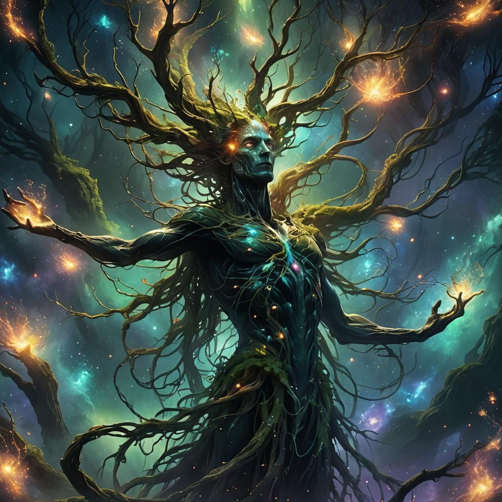 Ethereal Forest Spirit in Deep Space